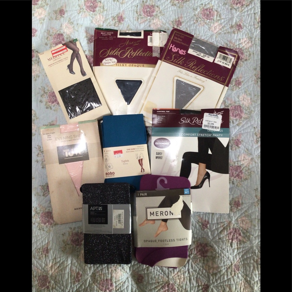 9 pair of assorted tights and nylons, new